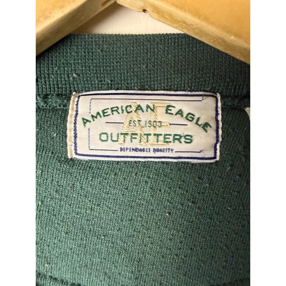 American Eagle Outfitters Sweatshirt Mens L Green Long Sleeve Graphic Pullover